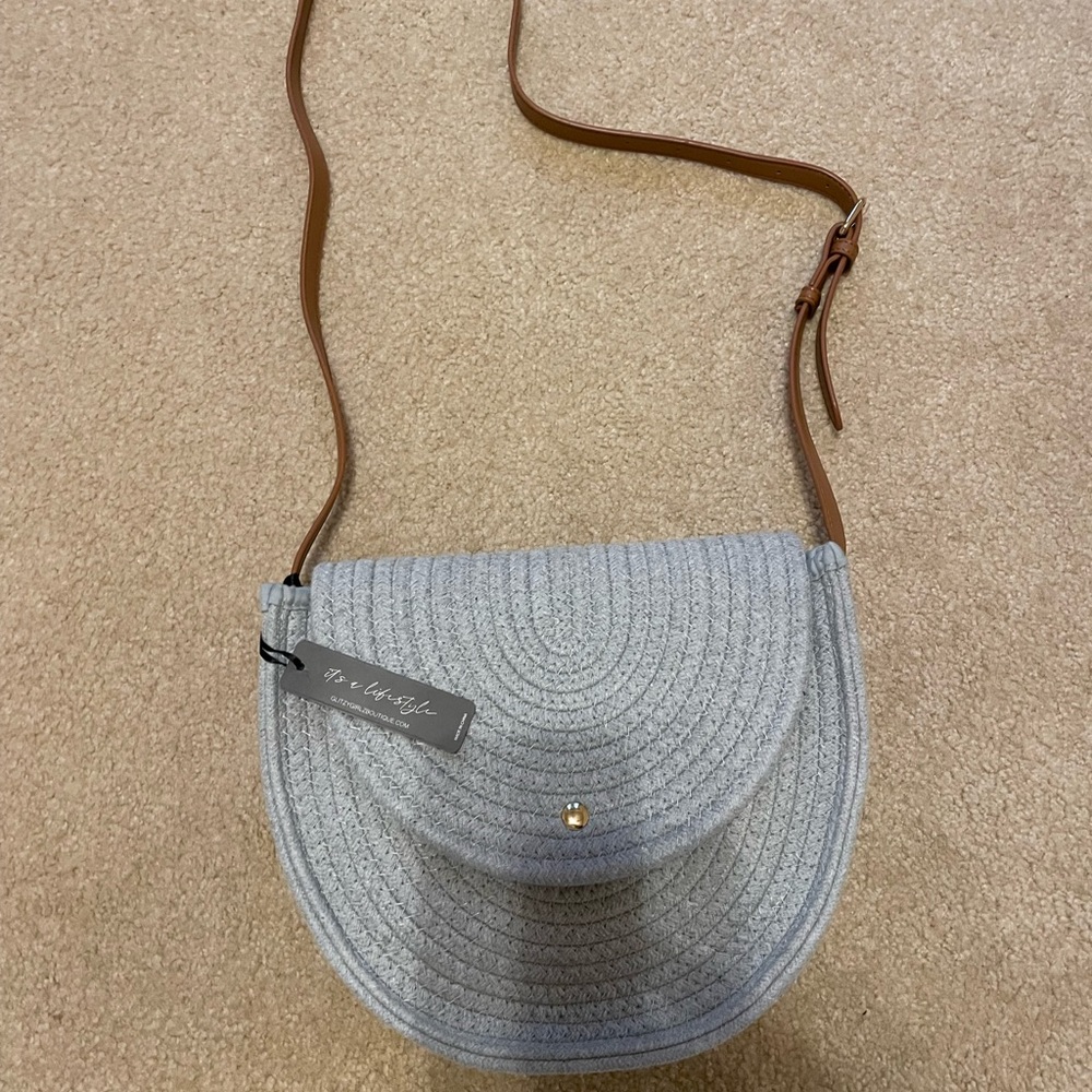 Glitzy Girlz Grey woven crossbody